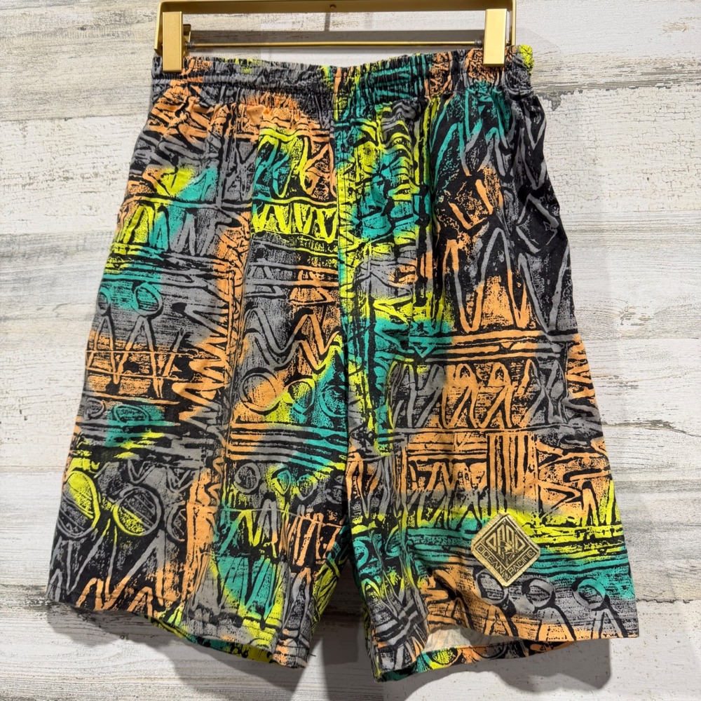 Ocean Pacific Vintage 90s Shorts Boys XL Multi Neon Abstract Tribal Surfcore